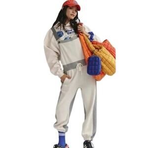 NWT FP Movement Making It Overalls Heather Gray Sz XL Jogger Slouchy Drawstring